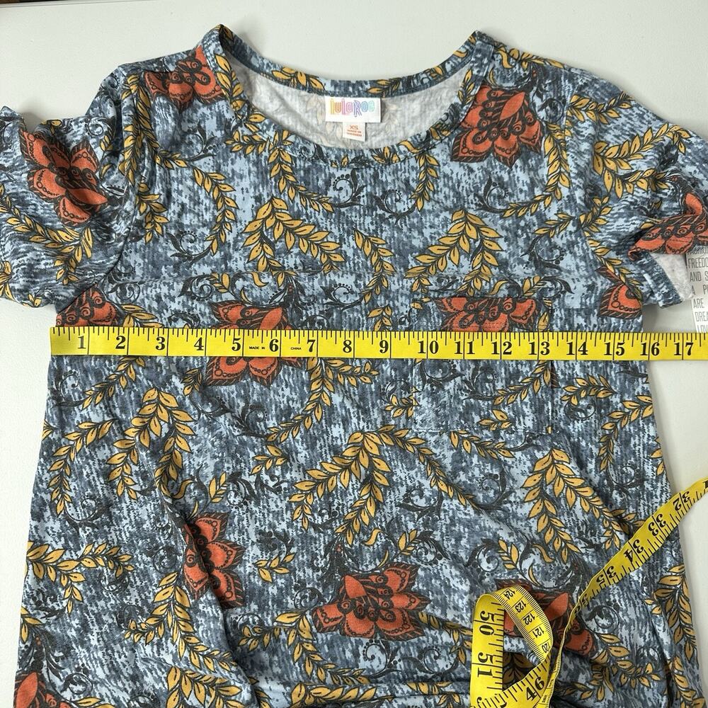 Lularoe Carly Dress Womens XS Blue Floral Bird Swing Boxy Oversized Modest - Picture 8 of 12